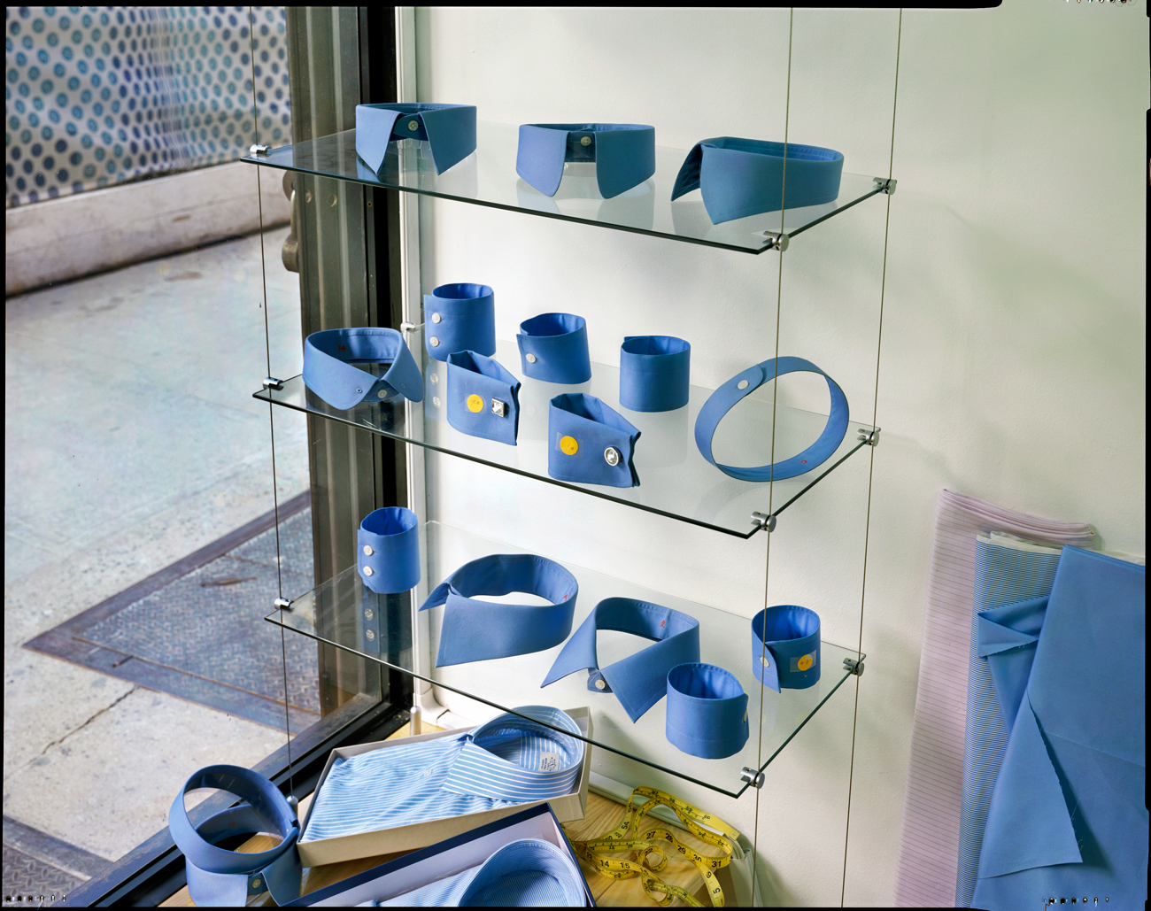 Shirt collars, tailor shop, New York City, 2016